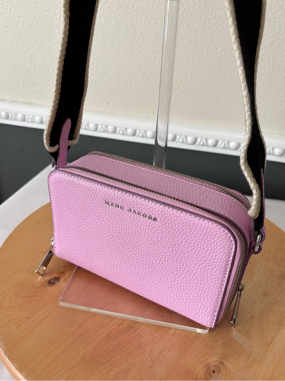 Marc Jacobs Snapshot Pink Pebbled Leather Crossbody Camera Bag Purse